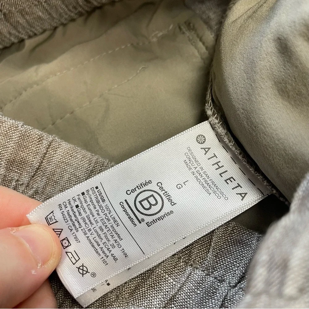 Athleta Retreat Linen Pants Large Women’s High Rise Tapered Ankle Brown - Picture 3 of 8
